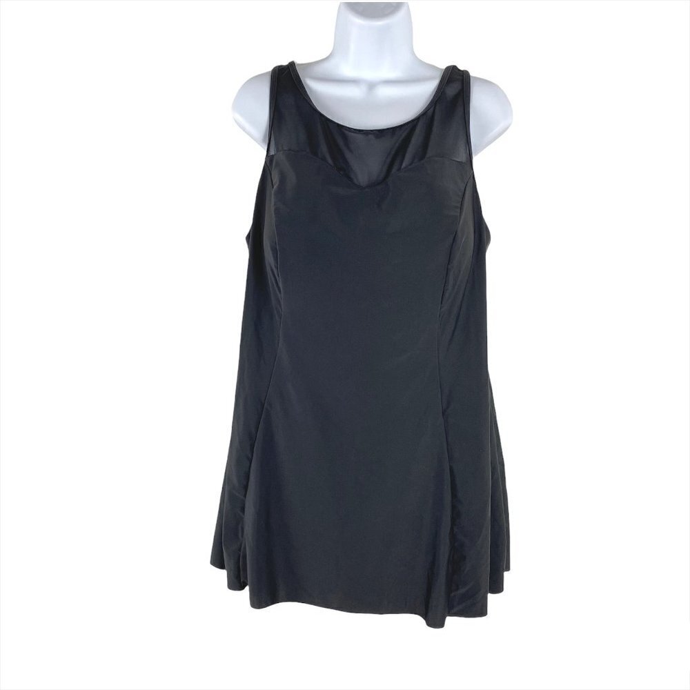 Swimsuits For All One Piece Swimsuit Dress‎ Black Solid Women's Size 18